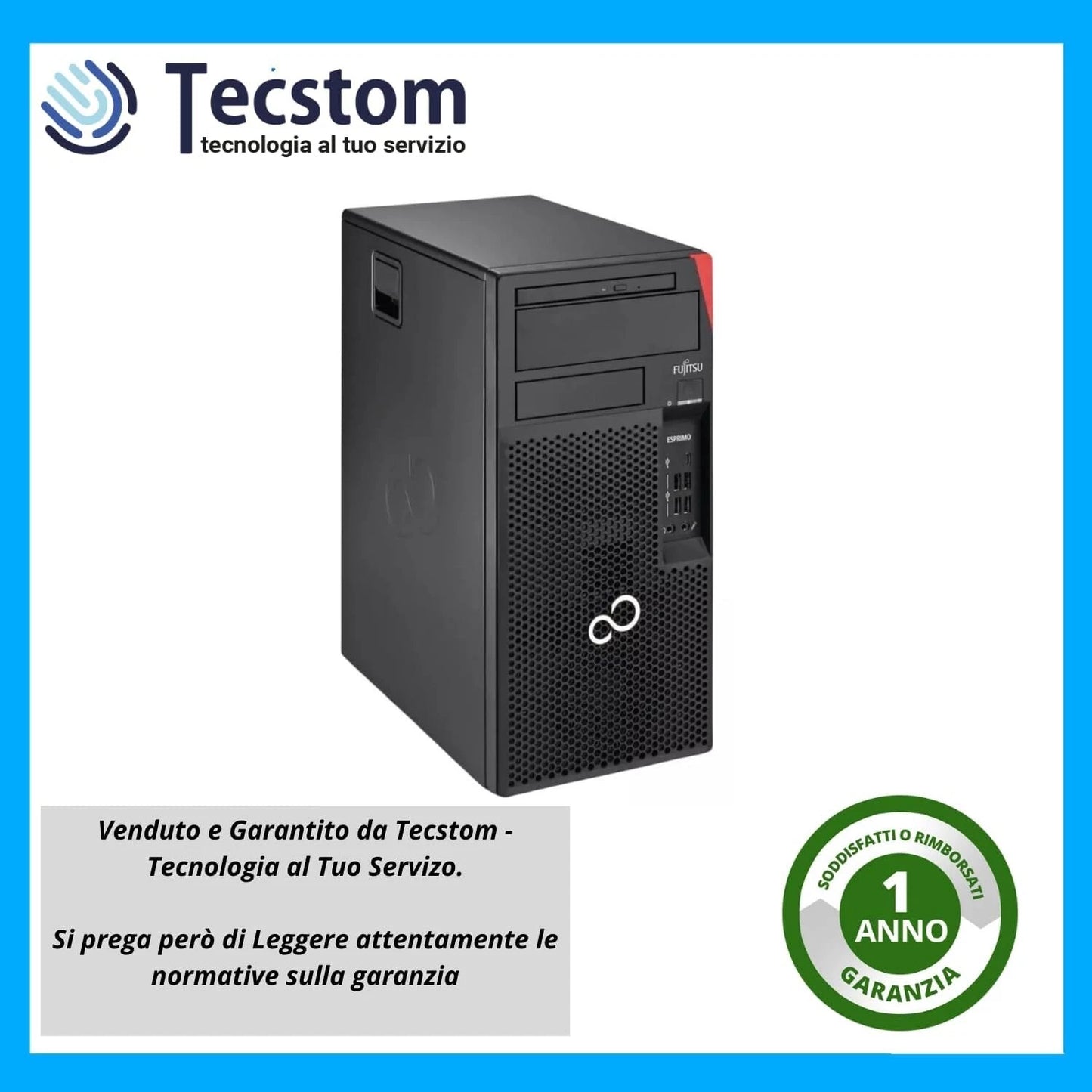 Fujitsu Esprimo P757, Pc Computer Desktop Fisso, Intel i5 6500, Ram 16Gb DDR4 SSD 512Gb Windows 10 (Ricondizionato Grado A)