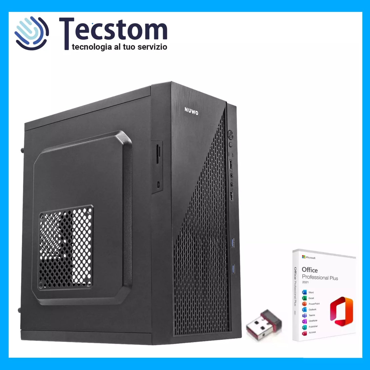 Pc Computer Desktop Assemblato, Intel i7-4790, Ram 16Gb SSD 1Tb, Windows 11 Wi-Fi e Office 2021