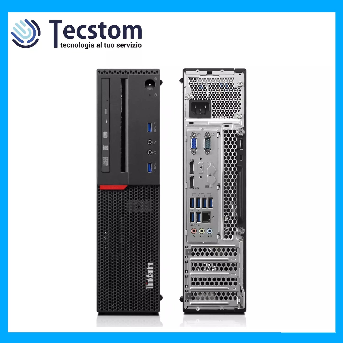 Lenovo Thinkcentre M800, Pc Computer Desktop Fisso, Intel i7-6700, Ram 32Gb DDR4 SSD 256Gb, WiFi e Displayport (Ricondizionato Grado A-)
