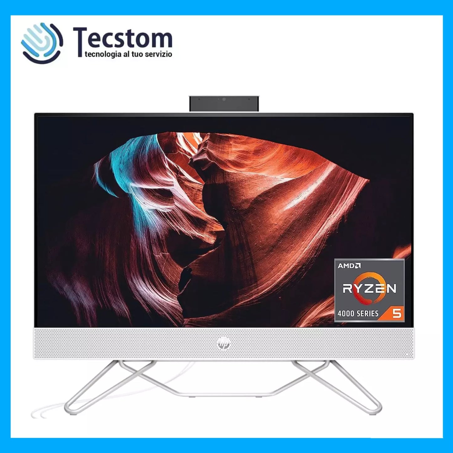 Hp Pc Fisso All In One 24" Ryzen 3 Ryzen 5 8Gb Ram SSD 256 512Gb, Wifi Webcam e Windows 11 (Ricondizionato Grado A)