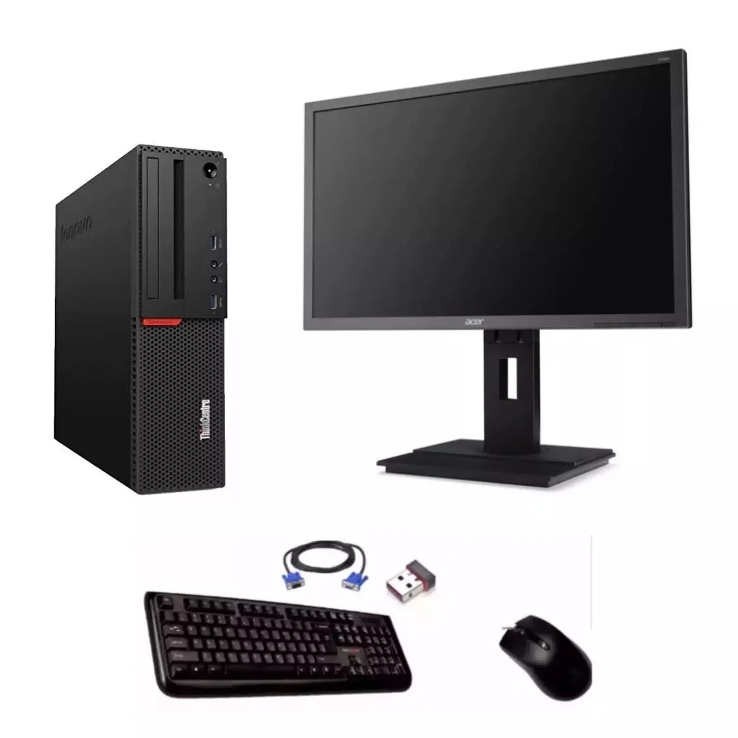 Postazione Completa Pc, Lenovo Thinkcentre Intel i7-6700, Ram 32Gb DDR4 SSD 256Gb con Monitor 24" Mouse, Tastiera e Wifi (RIcondizionato)