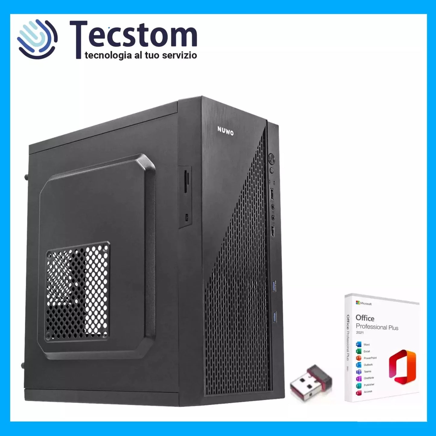 Postazione Completa Pc Desktop Assemblato, Intel i7-4790, Ram 16Gb SSD 1Tb, Mouse Tastiera Wi-Fi e Office con Monitor Usato 24"