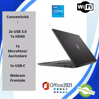 DELL Latitude 7390, Notebook Pc Portatile, Intel i7-8650U, Ram 16Gb DDR4 SSD 256Gb Windows 11 (Ricondizionato Grado A)